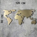 Decoratiune de perete, World Map Silhouette, Metal, Dimensiune: 60 x 120 cm, Auriu