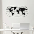 Decoratiune de perete, World Map 17, Metal, Dimensiune: 120 x 60 cm, Negru