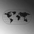 Decoratiune de perete, World Map 17, Metal, Dimensiune: 120 x 60 cm, Negru