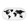 Decoratiune de perete, World Map 17, Metal, Dimensiune: 120 x 60 cm, Negru