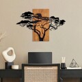 Decoratiune de perete, Acacia Tree, Lemn/metal, 90 x 58 cm, Nuc / Negru