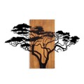 Decoratiune de perete, Acacia Tree, Lemn/metal, 90 x 58 cm, Nuc / Negru