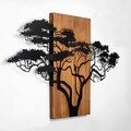 Decoratiune de perete, Acacia Tree, Lemn/metal, 90 x 58 cm, Nuc / Negru