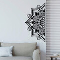 Decoratiune de perete, Mandala-S-1, Metal, Dimensiune: 118 x 1,5 x 59 cm, Negru