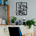 Decoratiune de perete, Lily, Metal, Dimensiune: 74 x 85 cm, Negru
