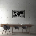 Decoratiune de perete, World Map 7, Metal, 90 x 58 cm, Negru