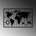 Decoratiune de perete, World Map 7, Metal, 90 x 58 cm, Negru