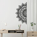 Decoratiune de perete, Mandala-S-3, Metal, Dimensiune: 118 x 1,5 x 59 cm, Negru