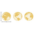 Decoratiune de perete, World Map Metal Decor 3, Metal, Dimensiune: 42 x 41 cm, Auriu