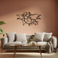 Decoratiune de perete, World Map 8, Metal, Dimensiune: 118 x 68 cm, Negru