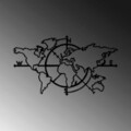 Decoratiune de perete, World Map 8, Metal, Dimensiune: 118 x 68 cm, Negru