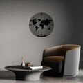 Decoratiune de perete, World Map 9, Metal, Dimensiune: 68 x 68 cm, Negru