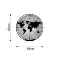 Decoratiune de perete, World Map 9, Metal, Dimensiune: 68 x 68 cm, Negru