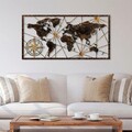 Decoratiune de perete, World Map Large, Metal, Latime: 120 cm / Inaltime: 60 cm, Multicolor
