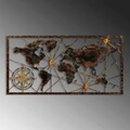 Decoratiune de perete, World Map Large, Metal, Latime: 120 cm / Inaltime: 60 cm, Multicolor