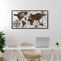 Decoratiune de perete, World Map Large, Metal, Latime: 120 cm / Inaltime: 60 cm, Multicolor