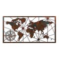 Decoratiune de perete, World Map Large, Metal, Latime: 120 cm / Inaltime: 60 cm, Multicolor
