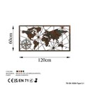 Decoratiune de perete, World Map Large, Metal, Latime: 120 cm / Inaltime: 60 cm, Multicolor