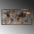 Decoratiune de perete, World Map Large, Metal, Latime: 120 cm / Inaltime: 60 cm, Multicolor