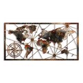 Decoratiune de perete, World Map Large, Metal, Latime: 120 cm / Inaltime: 60 cm, Multicolor