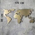 Decoratiune de perete, World Map Silhouette XL, Metal, Dimensiune: 85 x 170 cm, Auriu