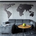 Decoratiune de perete, World Map Silhouette XL, Metal, Dimensiune: 85 x 170 cm, Negru