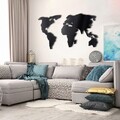 Decoratiune de perete, World Map Silhouette XL, Metal, Dimensiune: 85 x 170 cm, Negru