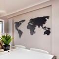Decoratiune de perete, World Map Silhouette XL, Metal, Dimensiune: 85 x 170 cm, Negru