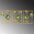 Decoratiune de perete, Huayin, Metal, 50 x 70 x 5 cm, 3 piese, Verde