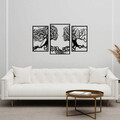 Decoratiune de perete, Tree Love, Metal, 50 x 76 cm, 3 piese, Negru