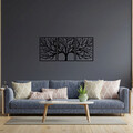 Decoratiune de perete, Monumental Tree 16, Metal, 53 x 73 cm, 3 piese, Negru