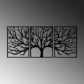 Decoratiune de perete, Monumental Tree 16, Metal, 53 x 73 cm, 3 piese, Negru