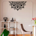 Decoratiune de perete, Mandala 1, Metal, Dimensiune: 154 x 78 cm, Negru