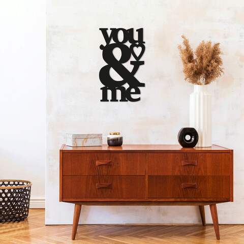Decoratiune de perete, You & Me, Metal, Dimensiune: 29 x 49 cm, Negru