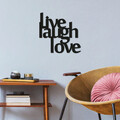 Decoratiune de perete, Live Laugh Love, Metal, Dimensiune: 50 x 50 cm, Negru