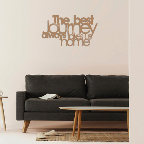 Decoratiune de perete, The Best Lourney Always, Metal, 70 x 40 cm, Cupru