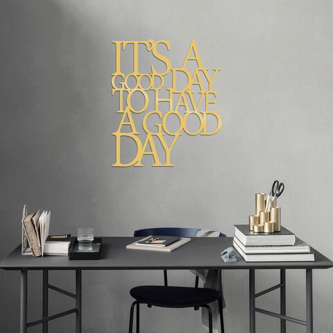 Decoratiune de perete, Its A Good, Metal, Dimensiune: 70 x 61 cm, Auriu