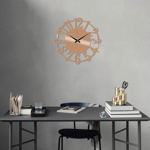Ceas de perete, Metal Wall Clock 15, Metal, Dimensiune: 48 x 48 cm, Cupru