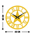 Ceas de perete, Metal Wall Clock 28, Metal, Dimensiune: 48 x 48 cm, Auriu