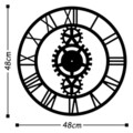 Ceas de perete, Metal Wall Clock 3, Metal, Dimensiune: 48 x 48 cm, Negru