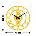 Ceas de perete, Metal Wall Clock 3, Metal, Dimensiune: 48 x 48 cm, Auriu
