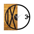 Ceas de perete, Wooden Clock 24, Lemn/metal, Dimensiune: 58 x 3 x 58 cm, Nuc / Negru