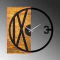 Ceas de perete, Wooden Clock 24, Lemn/metal, Dimensiune: 58 x 3 x 58 cm, Nuc / Negru