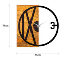 Ceas de perete, Wooden Clock 24, Lemn/metal, Dimensiune: 58 x 3 x 58 cm, Nuc / Negru