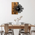 Ceas de perete, Wooden Clock 40, Lemn/metal, Dimensiune: 56 x 3 x 58 cm, Nuc deschis / Negru