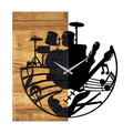 Ceas de perete, Wooden Clock 33, Lemn/metal, Dimensiune: 60 x 3 x 58 cm, Nuc / Negru
