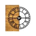 Ceas de perete, Wooden Clock 10, Lemn/metal, Dimensiune: 55 x 3 x 58 cm, Nuc / Negru