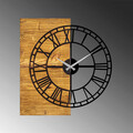 Ceas de perete, Wooden Clock 10, Lemn/metal, Dimensiune: 55 x 3 x 58 cm, Nuc / Negru