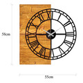 Ceas de perete, Wooden Clock 10, Lemn/metal, Dimensiune: 55 x 3 x 58 cm, Nuc / Negru