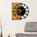 Ceas de perete, Wooden Clock 1, Lemn/metal, Dimensiune: 58 x 3 x 58 cm, Nuc / Negru